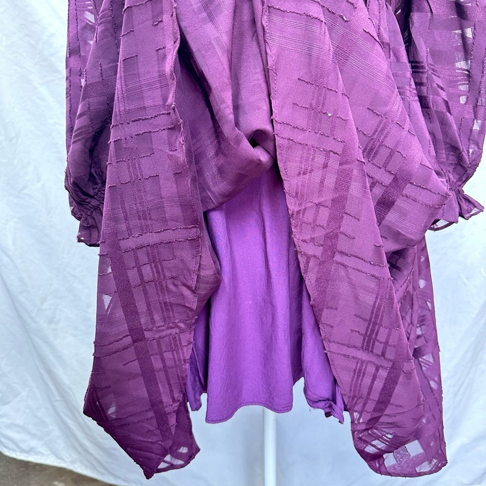 Storia Monochromatic Plaid Baby Doll Mini Purple Dress Size Small - Picture 9 of 14